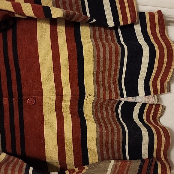 Striped PinkBlush long sleeve top in maroon, gray, beige & black – size Med - Picture 4 of 4